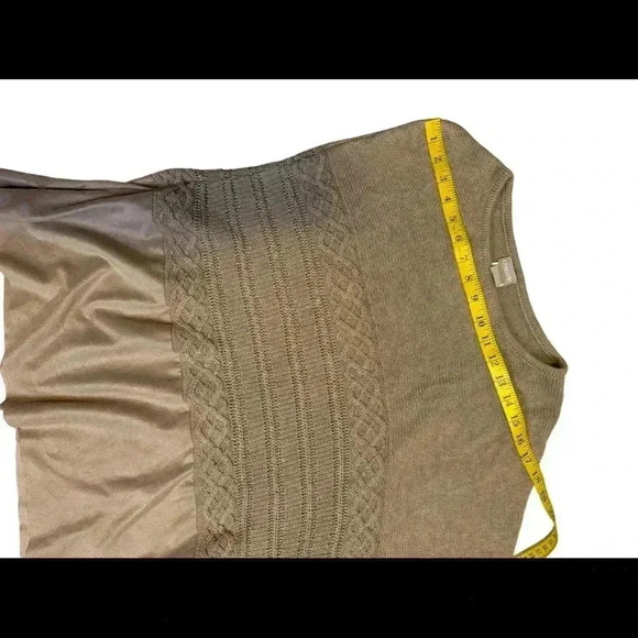 Chicos sueded trim knit poncho tan brown asymmetrical size xl. - Picture 5 of 11